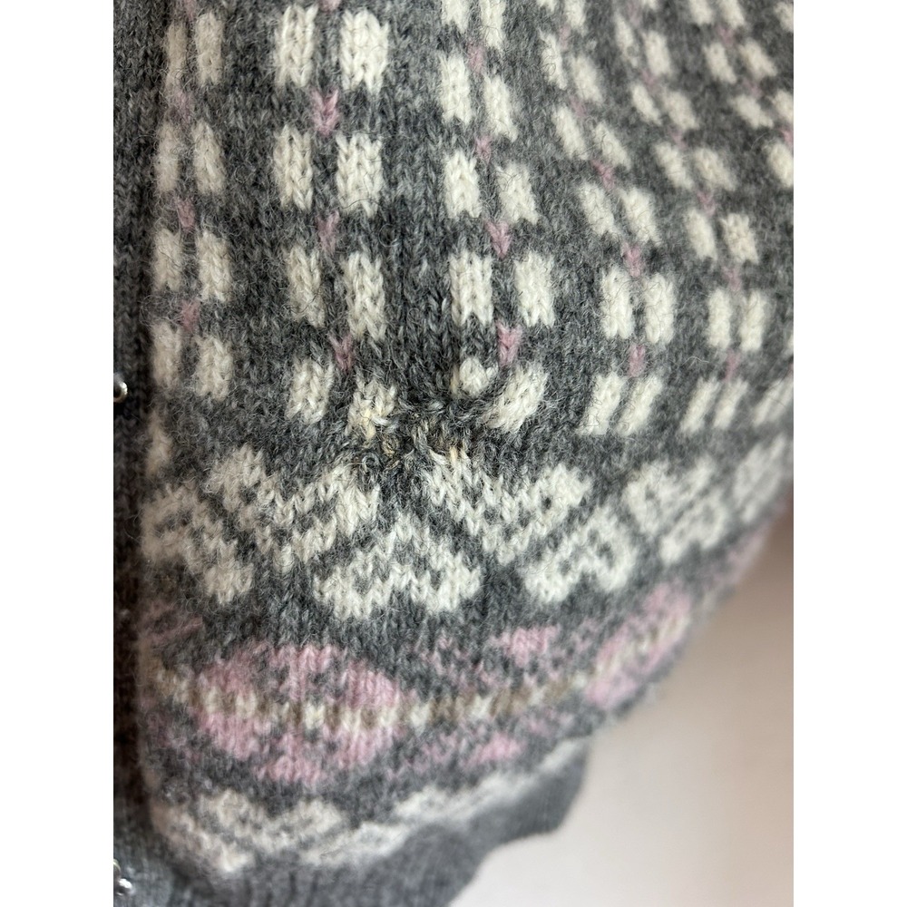 Vintage Maddy Moss Cardigan Sweater Wool Fair Isle Scotland Cottagecore Granny S - Picture 7 of 9